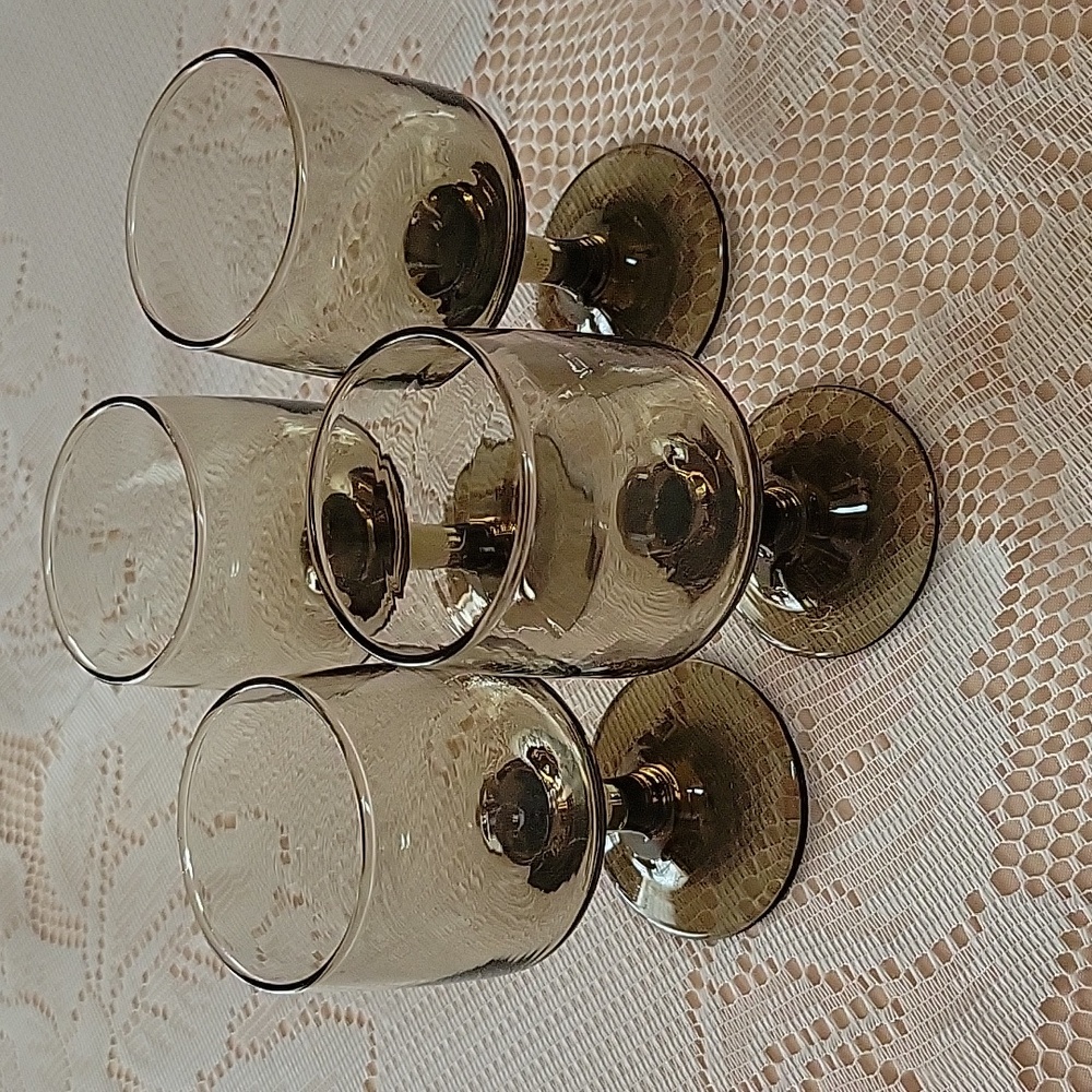 Elegant Smoke Glass Goblets Set